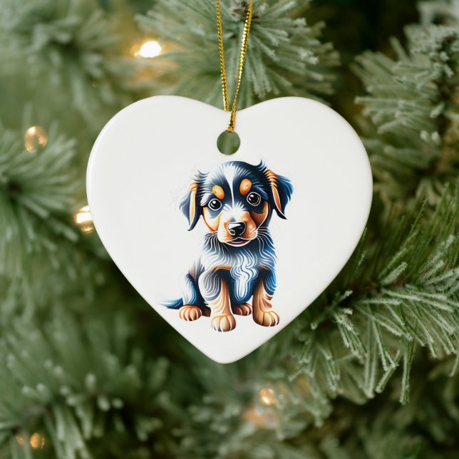 Personalized Miniature American Shepherd Puppy Ceramic Ornament (Tree)