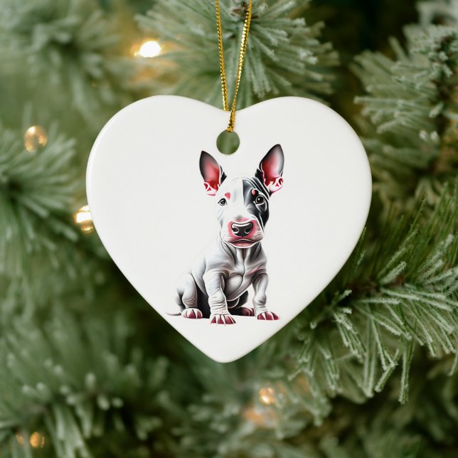Personalized Miniature Bull Terrier Puppy Ceramic Ornament (Tree)