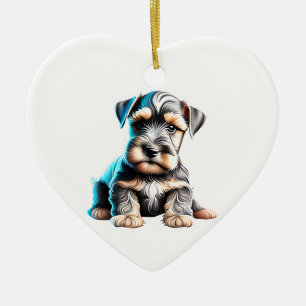 Personalized Miniature Schnauzer Puppy Ceramic Ornament