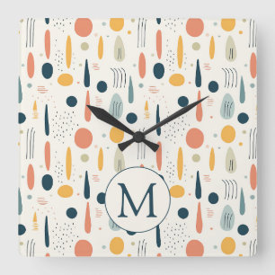 Personalized Minimal Abstract Boho Pastel Colors P Square Wall Clock