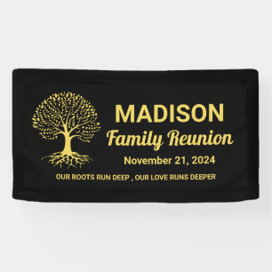 personalized minimal black gold family reunion banner