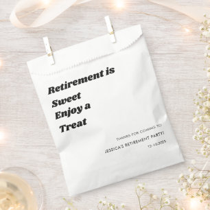 Personalized Minimal Black White Retirement party  Favour Bag