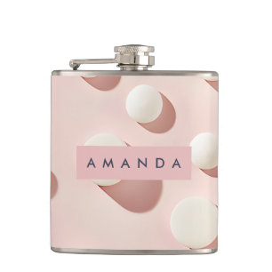 Personalized Minimal Blush Pink Circles Style Hip Flask