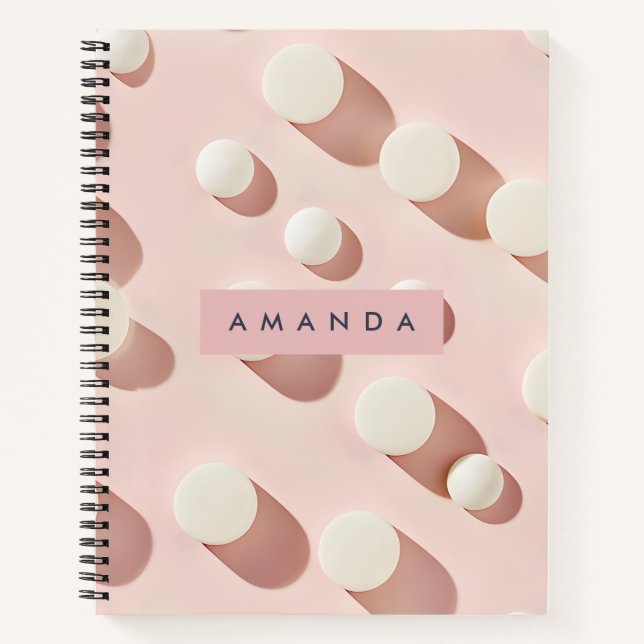Personalized Minimal Blush Pink Circles Style Notebook (Front)