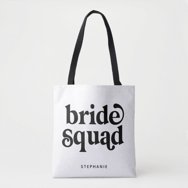 Personalized Minimal Bride Squad Tote Bag (Front)