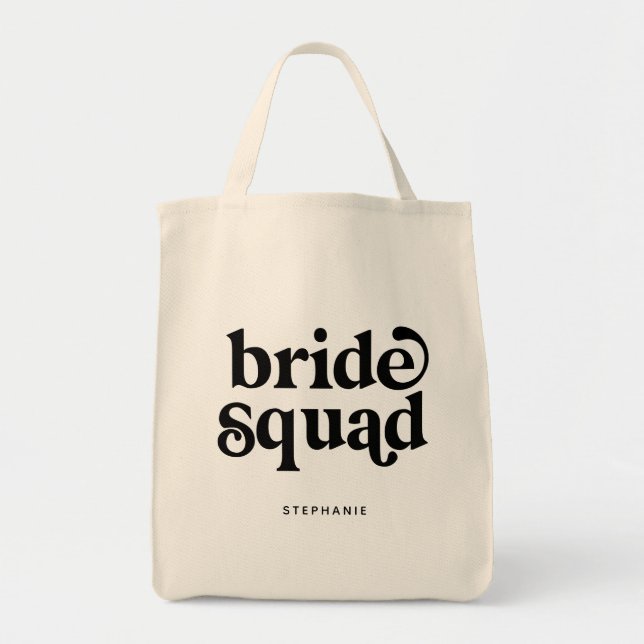 Personalized Minimal Bride Squad Tote Bag (Front)