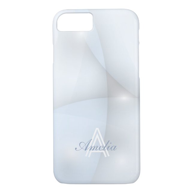Personalized Minimal Geometric Light Blue Monogram Case-Mate iPhone Case (Back)