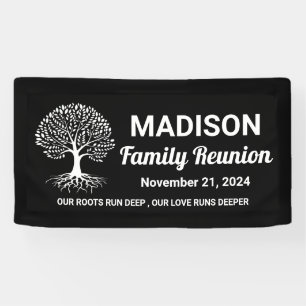 personalized minimal modern black family reunion banner