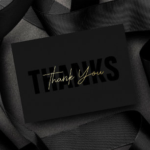 Personalized Minimal Modern Classy Black Thank You Foil Holiday Card