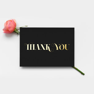 Personalized Minimal Modern Classy Black Thank You Foil Holiday Card
