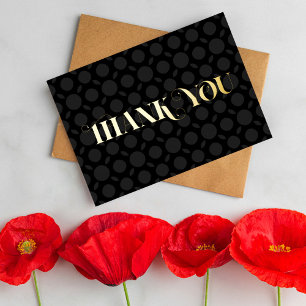 Personalized Minimal Modern Classy Black Thank You Foil Holiday Card