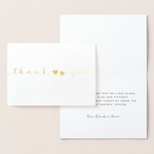Personalized Minimal Modern Script White Thank You Foil Card