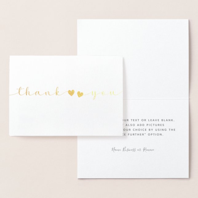Personalized Minimal Modern Script White Thank You Foil Card (Display)