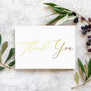 Personalized Minimal Modern Script White Thank You Foil Holiday Card