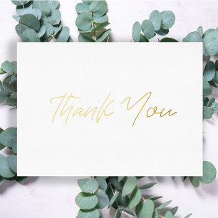 Personalized Minimal Modern Script White Thank You Foil Holiday Card