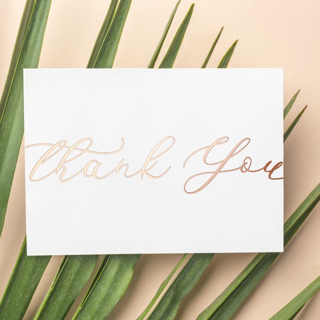 Personalized Minimal Modern Script White Thank You Foil Holiday Card (Creator Uploaded)