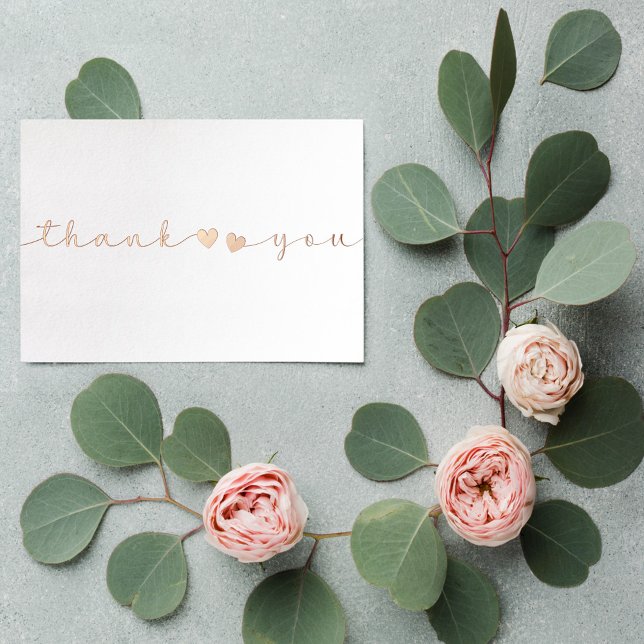 Personalized Minimal Modern Script White Thank You Foil Holiday Card (Creator Uploaded)