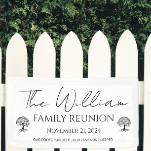 personalized minimal modern white family reunion banner