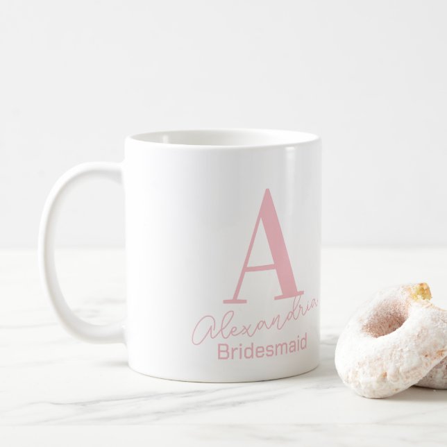 Personalized Minimal Monogram Bridesmaid Coffee Mug (With Donut)