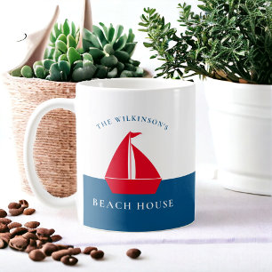 Personalized minimal nautical summer house  coffee mug