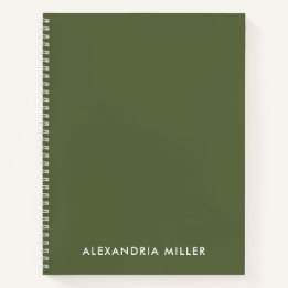 Personalized Minimal Olive Monogram Spiral Notebook