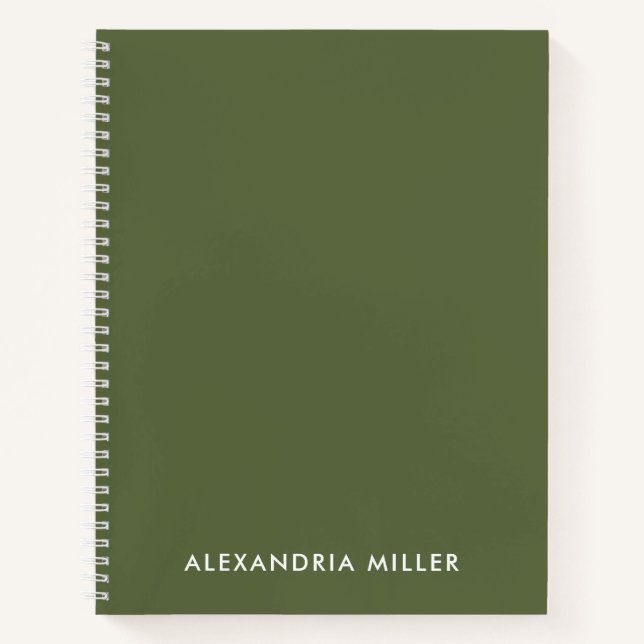 Personalized Minimal Olive Monogram Spiral Notebook (Front)