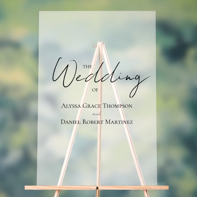 Personalized Minimal Wedding Welcome Frosted Acrylic Sign (Neutral)