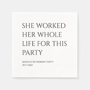 Personalized Minimal White Funny Retirement party  Napkin