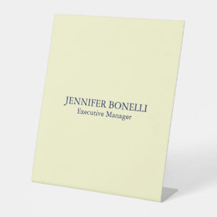 Personalized minimalist add your name cream color pedestal sign