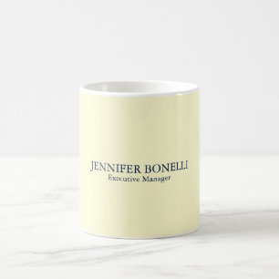 Personalized minimalist add your name cream colour coffee mug