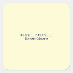 Personalized minimalist add your name cream colour square sticker