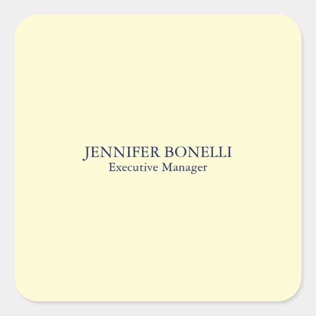 Personalized minimalist add your name cream colour square sticker (Front)