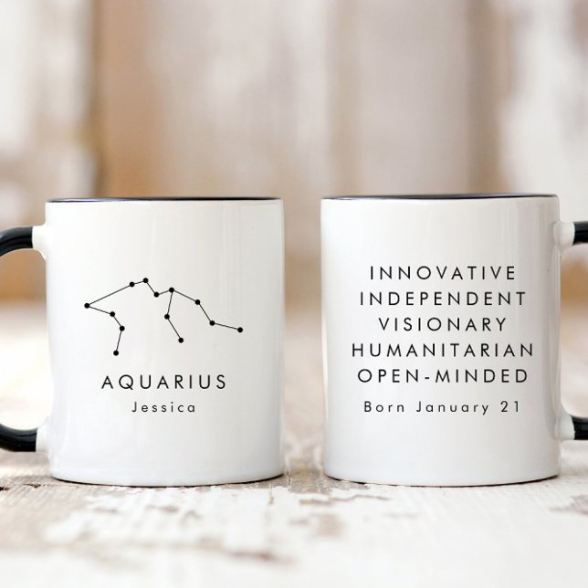 Personalized Minimalist Aquarius Zodiac Sign Mug (Creator Uploaded)