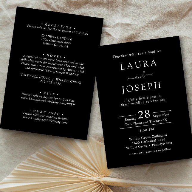Personalized Minimalist Black All In One Wedding Invitation (Creator Uploaded)