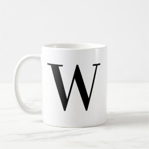 Personalized Minimalist Black Monogram Letter W Coffee Mug