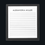 Personalized Minimalist Black Monogram Name Lined Notepad<br><div class="desc">Stay organized and stylish with this personalized black monogram name notepad. Featuring a sleek and minimalist design, this notepad includes lined pages for easy note-taking. The black font on a white background is framed in black for a chic and sophisticated look. Perfect for work or personal use, this notepad makes...</div>