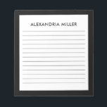 Personalized Minimalist Black Monogram Name Lined Notepad<br><div class="desc">Stay organized and stylish with this personalized black monogram name notepad. Featuring a sleek and minimalist design, this notepad includes lined pages for easy note-taking. The black font on a white background is framed in black for a chic and sophisticated look. Perfect for work or personal use, this notepad makes...</div>