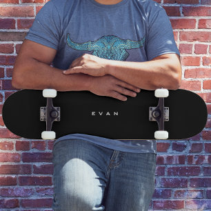 Personalized Minimalist Black Skateboard