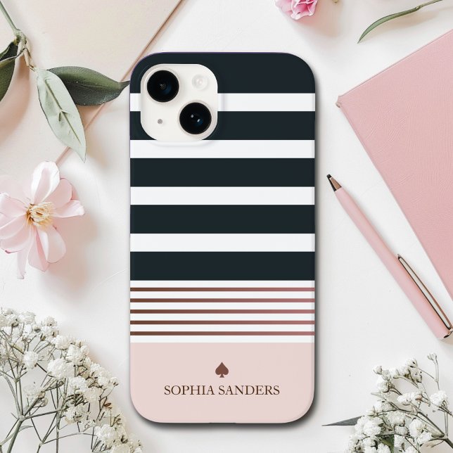 Personalized Minimalist Black Stripes Pattern Case-Mate iPhone Case (Creator Uploaded)
