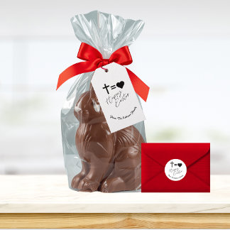 Personalized Minimalist Black & White Happy Easter Gift Tags