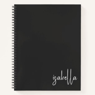 Personalized Minimalist Black White Script Name Notebook