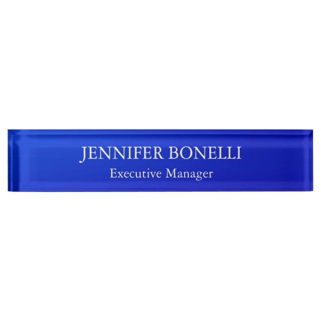 Personalized minimalist blue add your name nameplate (Front)