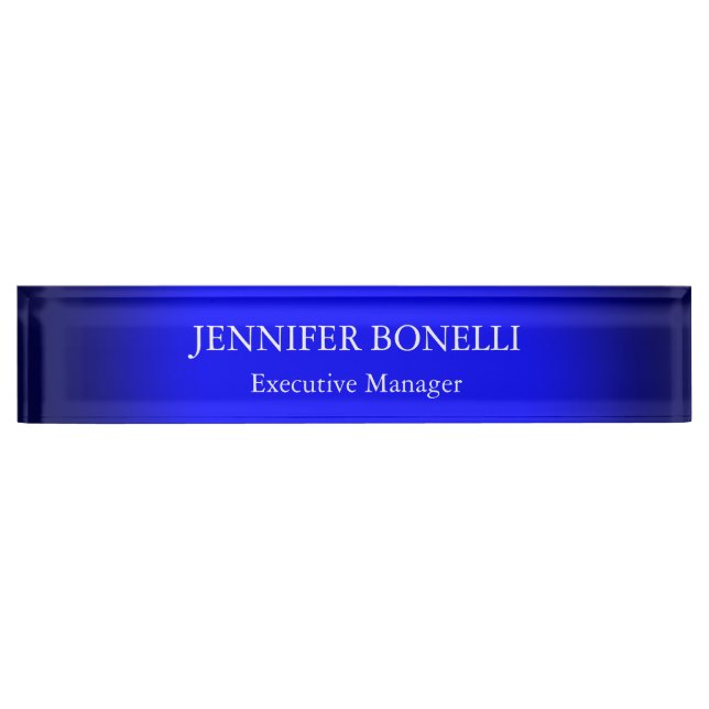 Personalized minimalist blue add your name nameplate (Front)