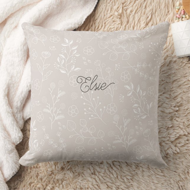 Personalized Minimalist Botanical Throw Pillow (Blanket)