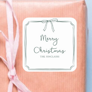 Personalized Minimalist Bow Design Christmas Party Square Sticker