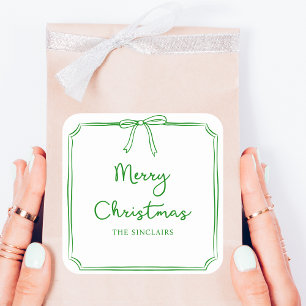 Personalized Minimalist Bow Design Christmas Party Square Sticker