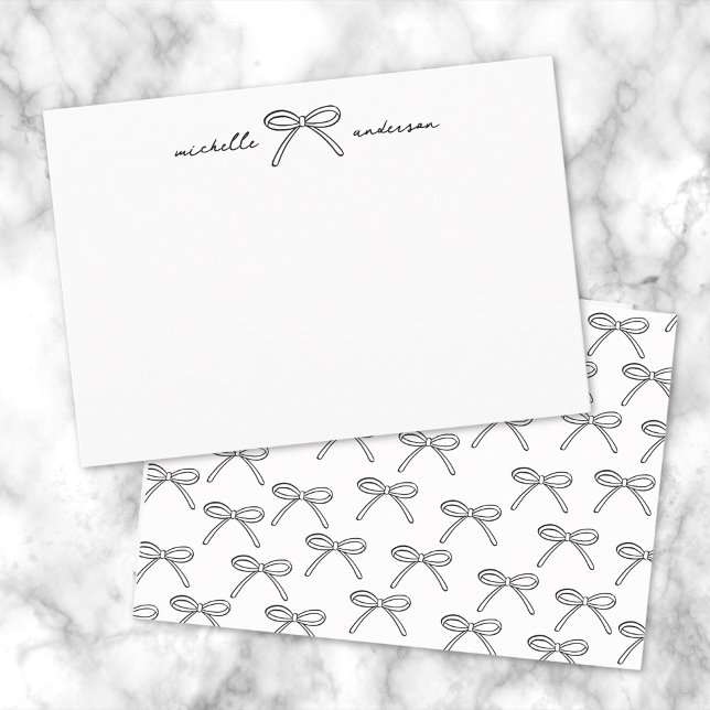 Personalized Minimalist Bow Name Card (Personalized Minimalist Bow Name Note Card)