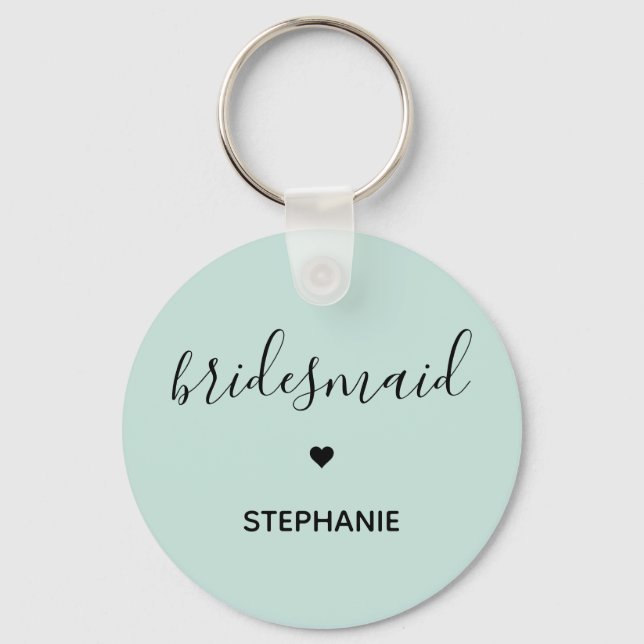 Personalized Minimalist Bridesmaid Custom Gifts Keychain (Front)
