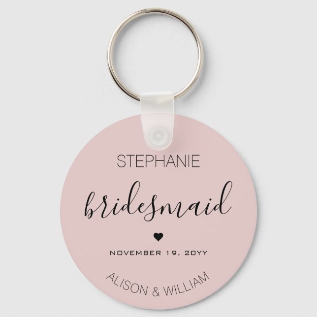 Personalized Minimalist Bridesmaid Custom Gifts Keychain (Front)