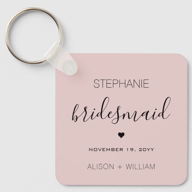 Personalized Minimalist Bridesmaid Custom Gifts Keychain (Front)